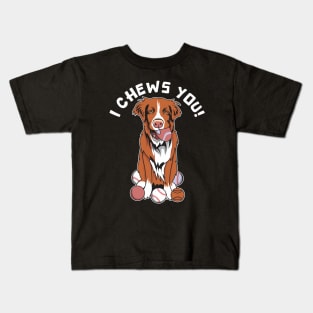 Funny Toller Nova Scotia Duck Tolling Retriever Chewing A Ball Kids T-Shirt